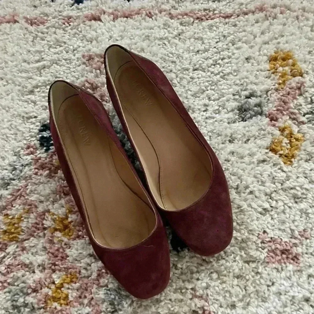 J.crew burgundy suede‎ heels 7